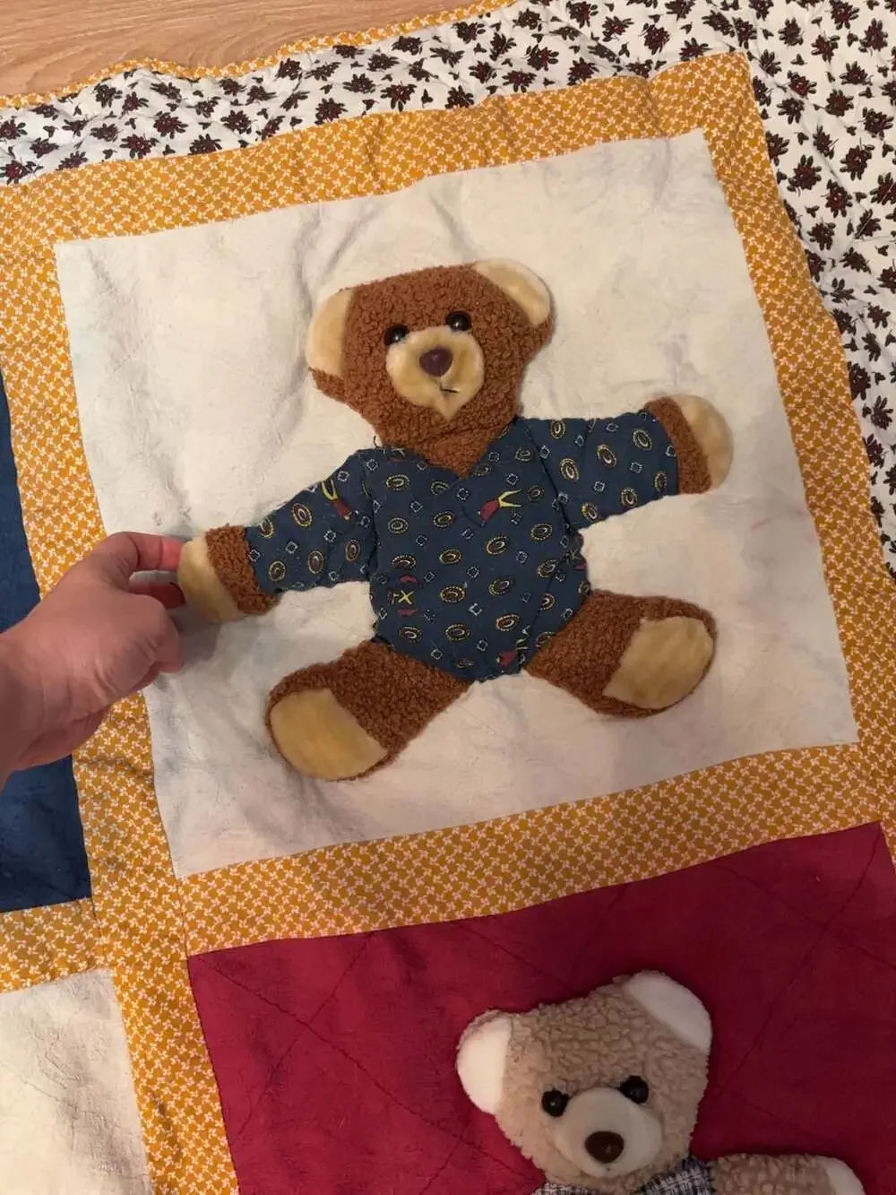 3D Teddy Bear Quilt Crib Blanket Play Mat Wall Hanging 53 x 46